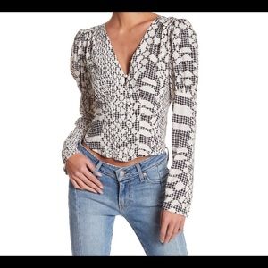 Free People Sweet On You Puffed-Sleeve Blouse